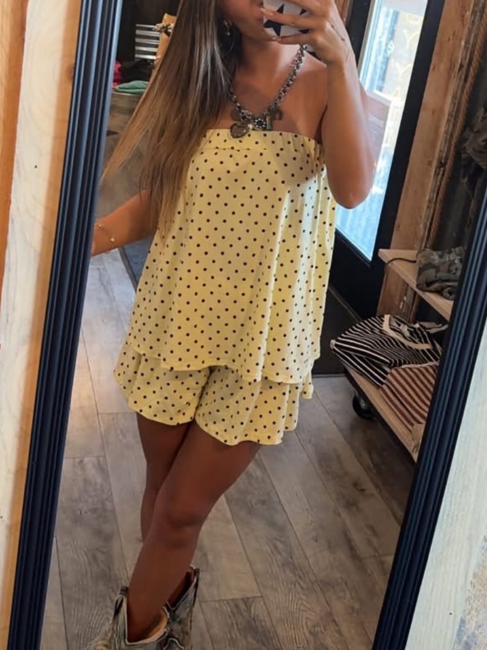 Yellow Polka Dot Strapless SET